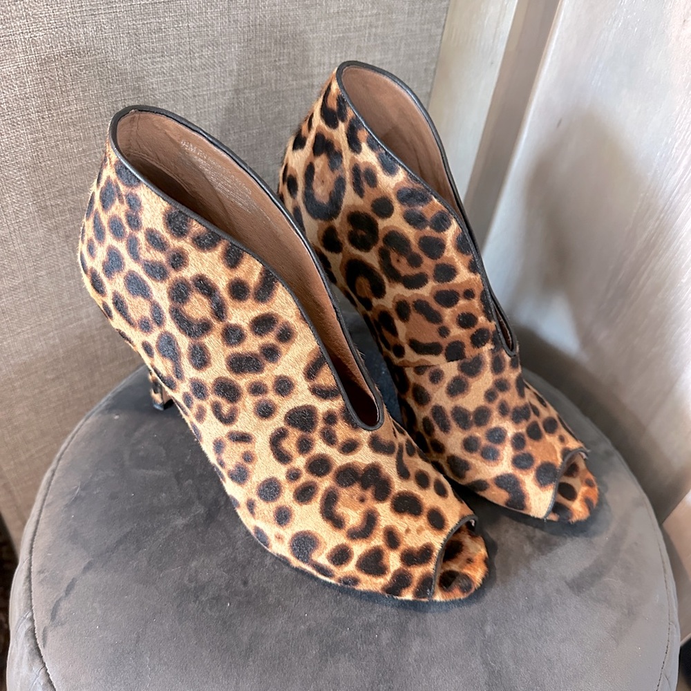 Leopard Print Peep Toe Bootie
